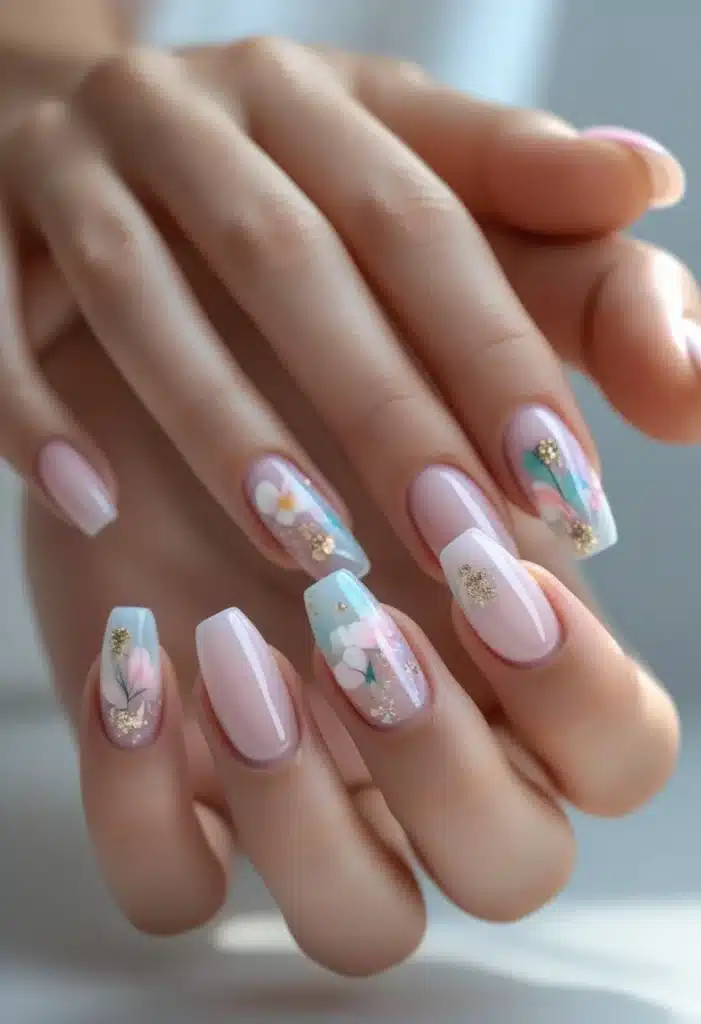 Ombre short acrylic nails
