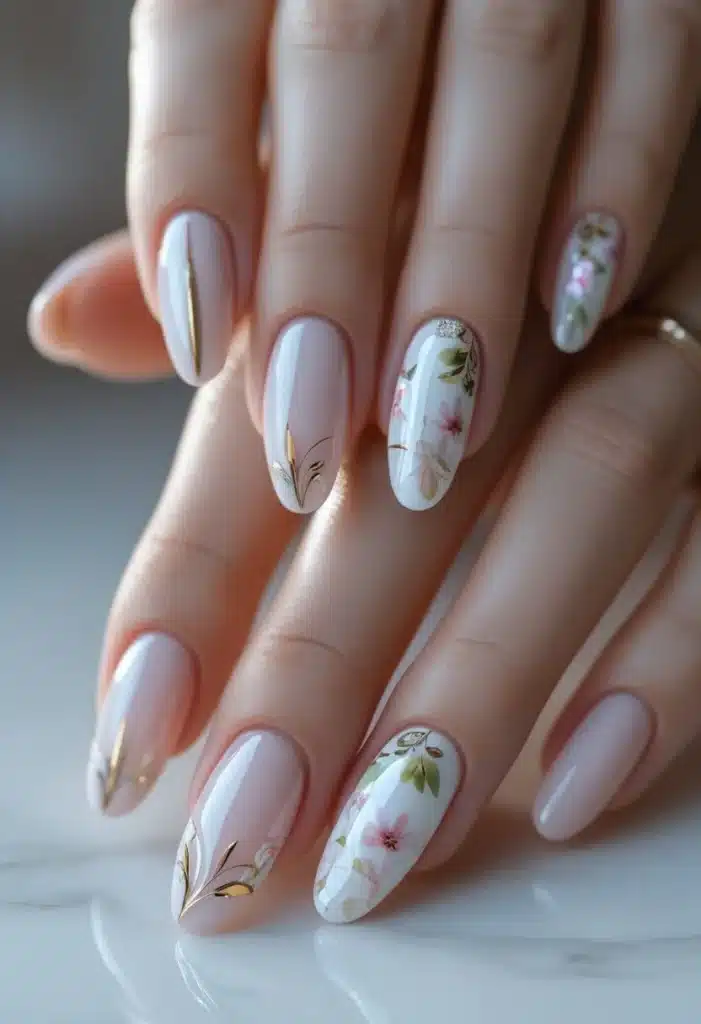 Glossy short acrylic nails