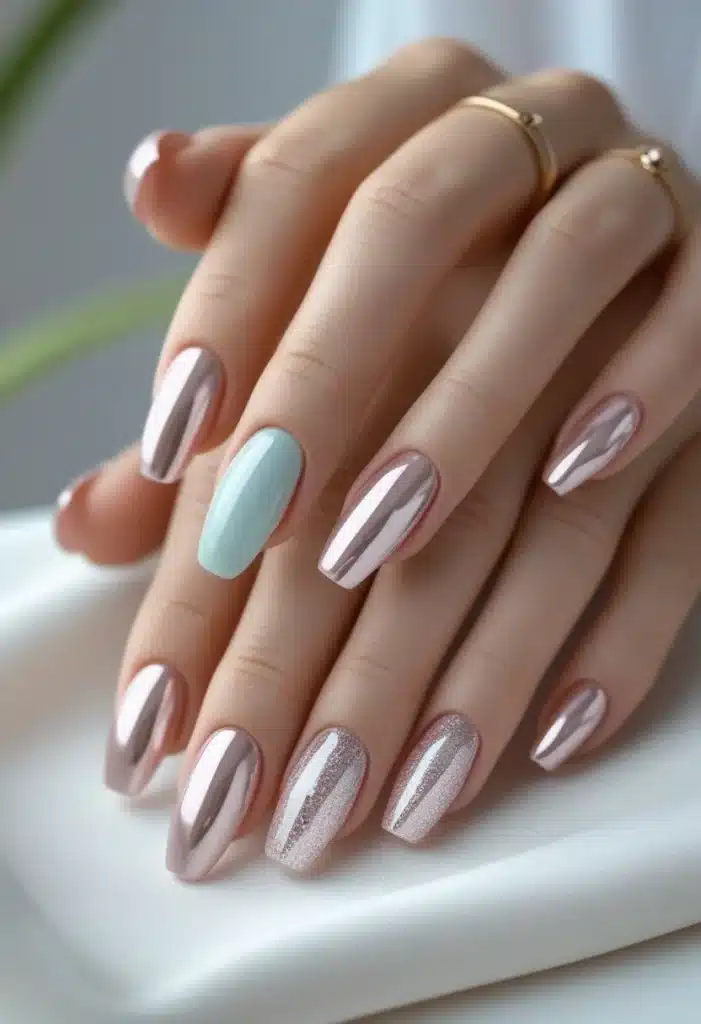 Pastel short acrylic nails