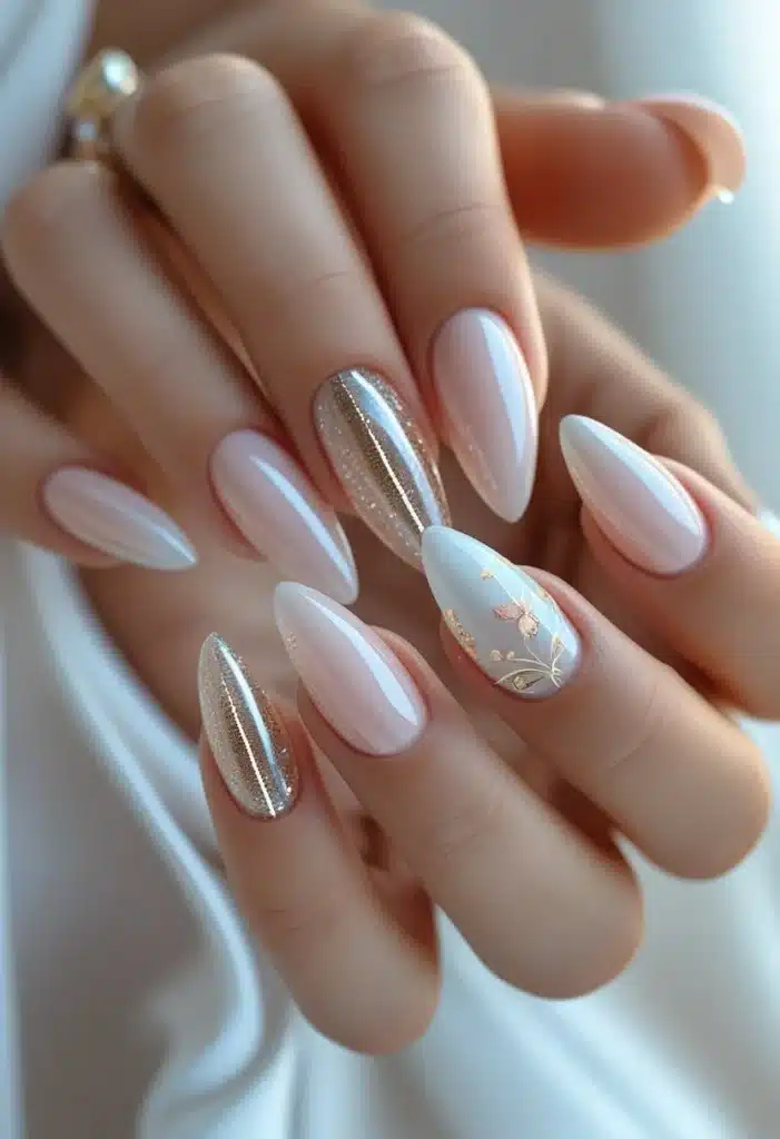 Short acrylic nails with chrome