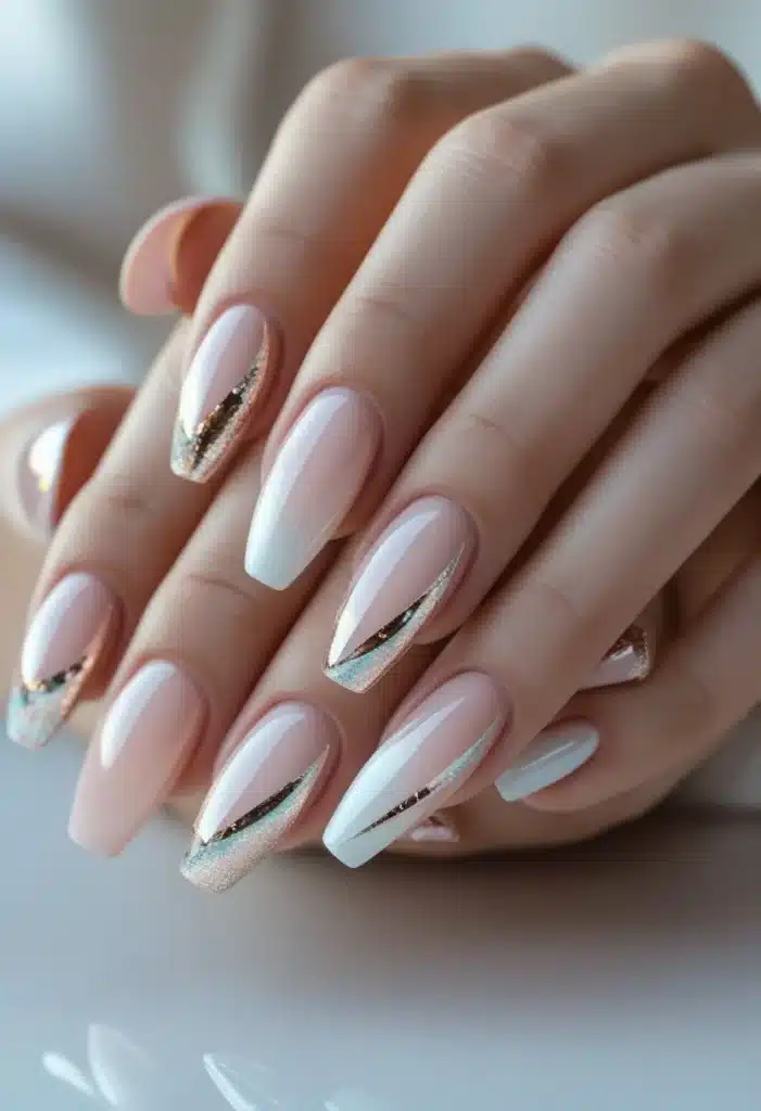 Short acrylic nails with foil