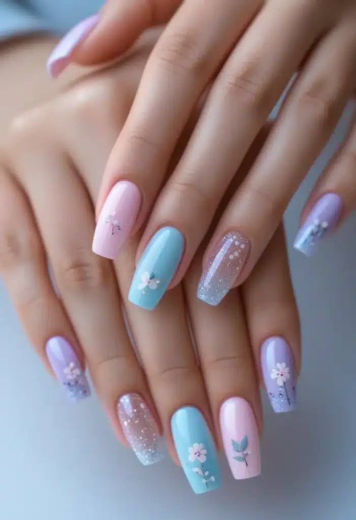 Short acrylic manicure