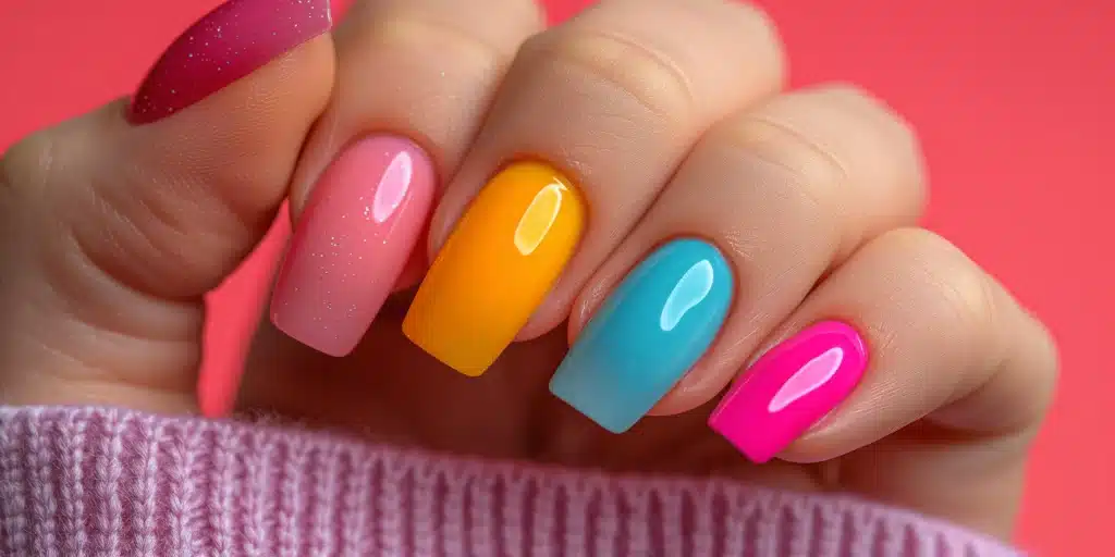 French manicure with chrome finish