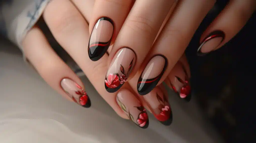 French tip coffin acrylic nails