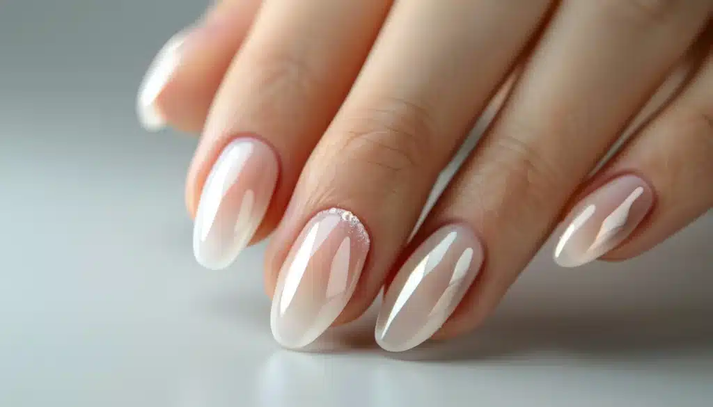 Pastel almond nails short

