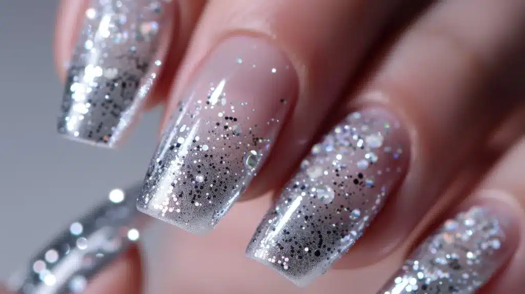 Glitter acrylic coffin nails